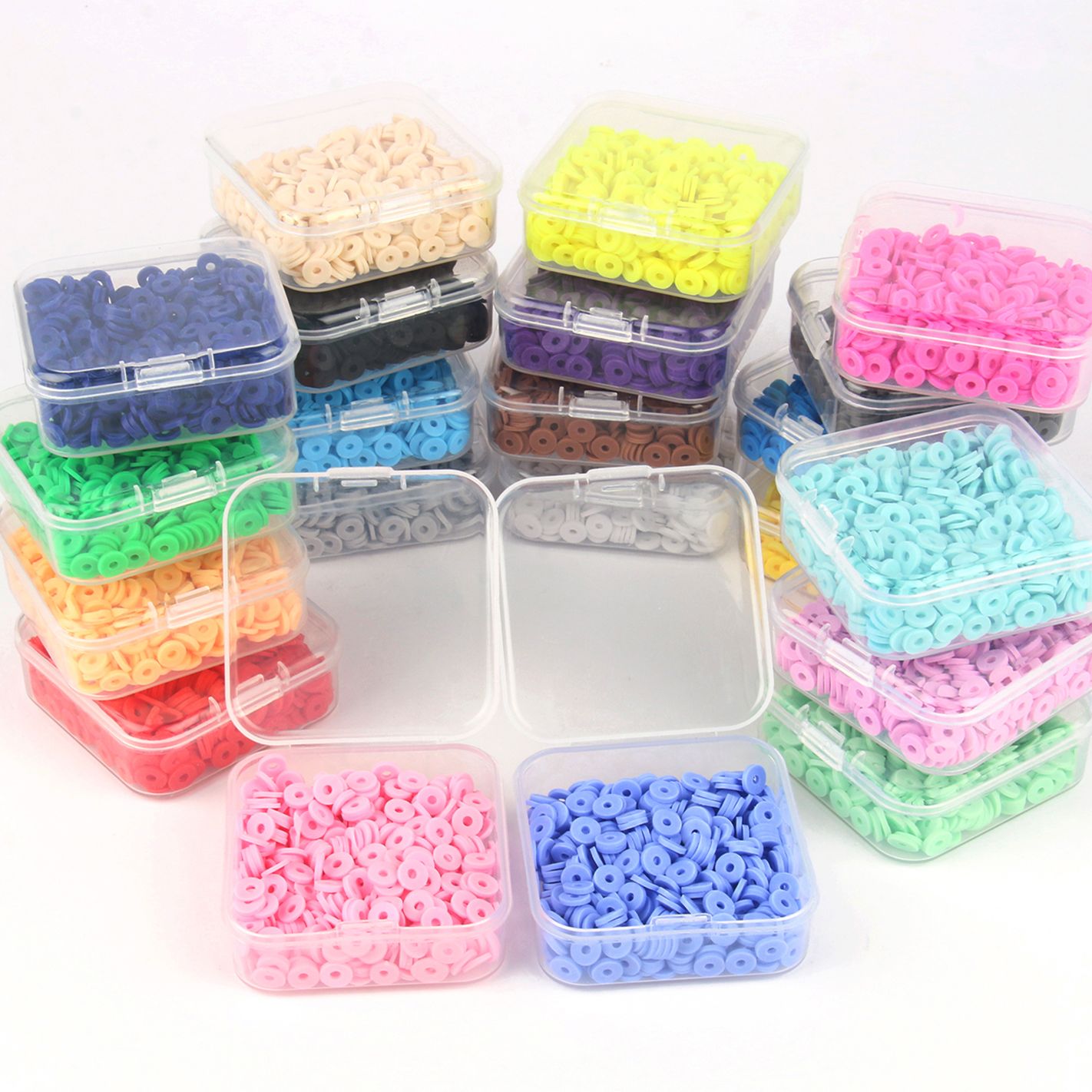 Seed Bead Tube - 500 개/상자 6mm 플랫 라운드 폴리머