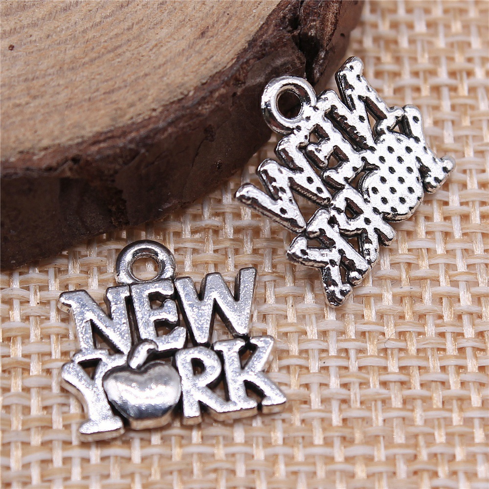 Jewelry Making York - 40개 15x14mm(0.59x0.55인치) 앤틱 실버 컬러 뉴욕