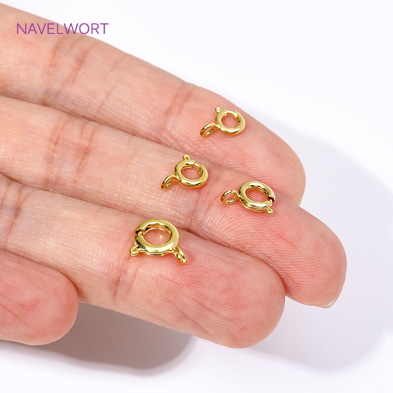 Jewelry Making Metal - 14K/18K 금도금 황동 스프링 클래스프, 5/5.5/6/7mm
