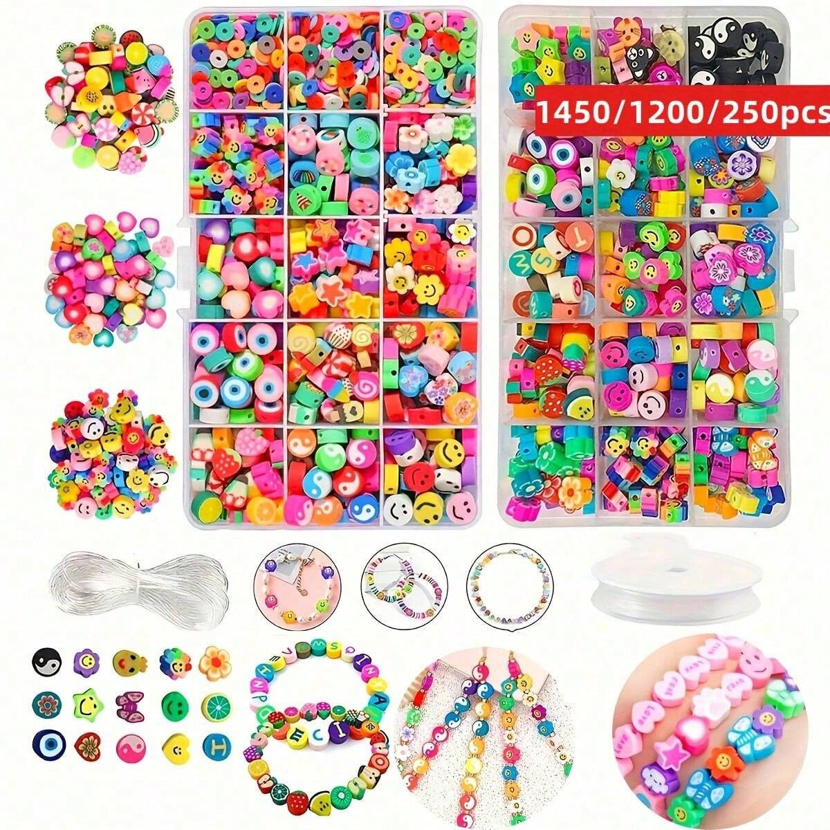 Jewelry Making Thread - 1450/1200/250개 폴리머 클레이 비즈 세트, 상자,