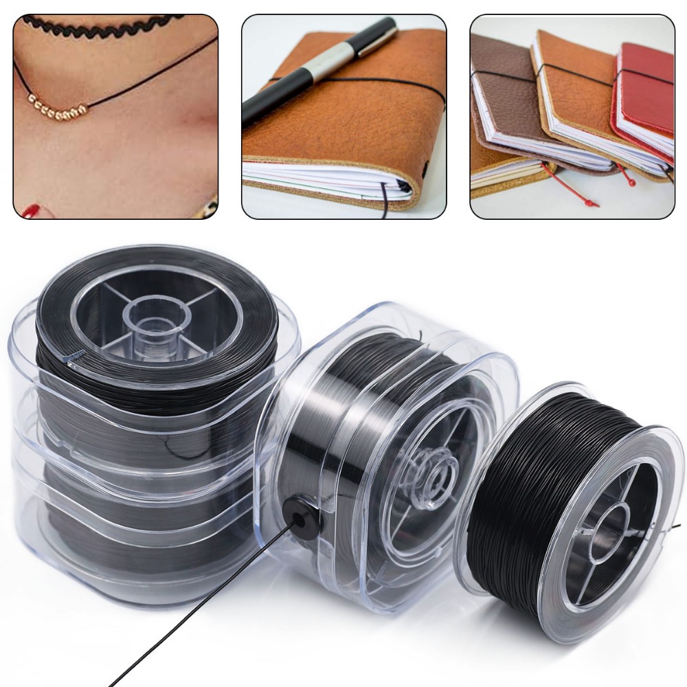 Jewelry Making Thread - 0.5-1mm 검정색 탄성 크리스탈 실, 평면