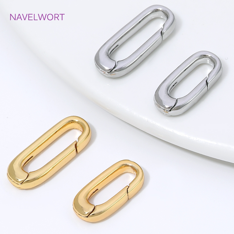 Jewelry Making Metal - 1/2/4개 18K 금도금 타원형 스프링 클래스프,