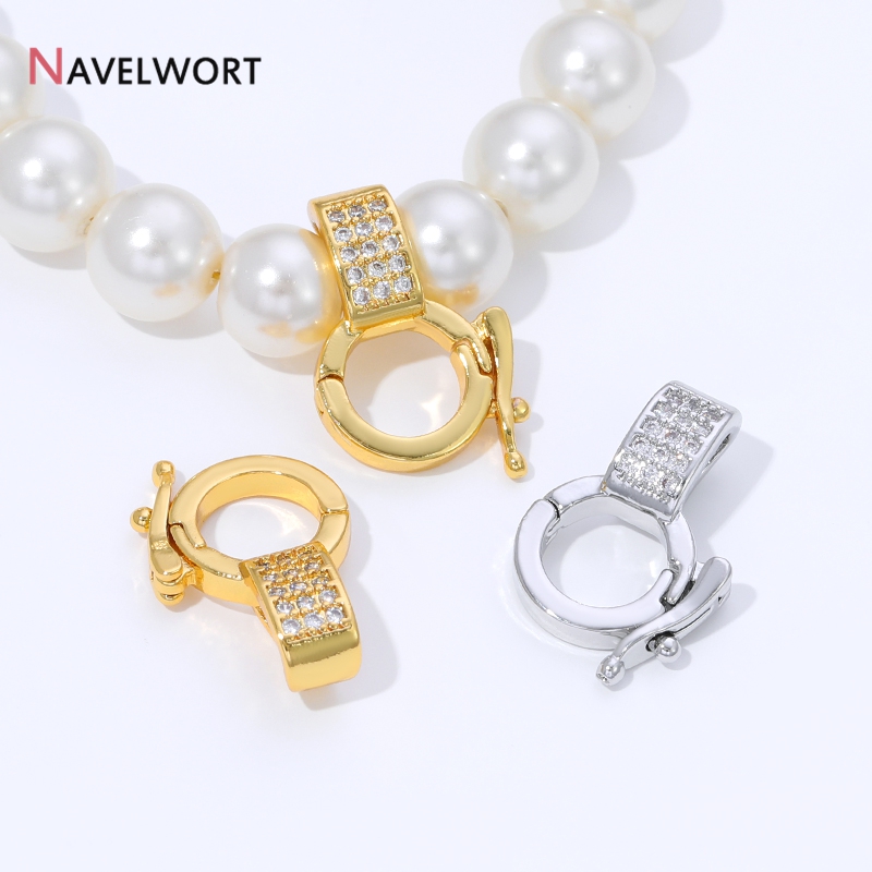 Jewelry Making Metal - 18K 금도금 황동 지르콘 인레이드 펜던트