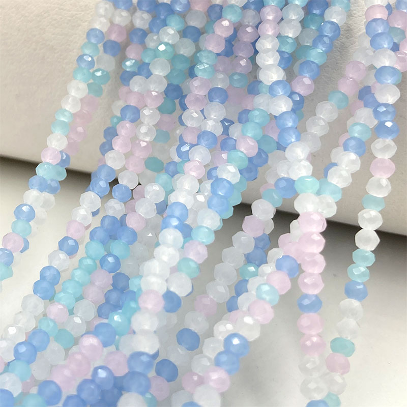 Seed Bead Tube - 2mm 혼합 색상면 처리 된 크리스탈