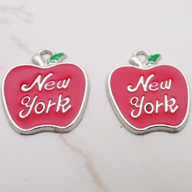 10Pcs 에나멜 애플 뉴욕 참 펜던트 레드 애플 뉴욕 - Jewelry Making York 리뷰 및 가격