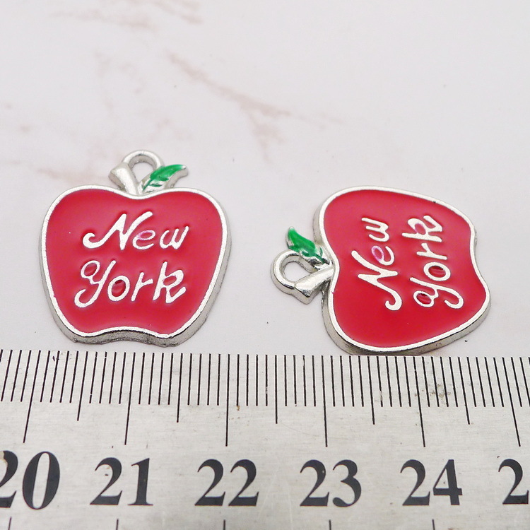 10Pcs 에나멜 애플 뉴욕 참 펜던트 레드 애플 뉴욕 - Jewelry Making York 리뷰 및 가격